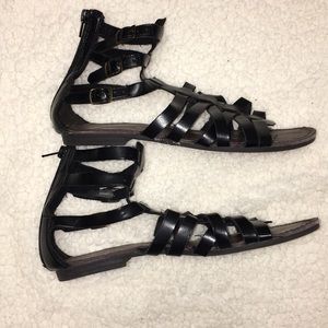 Size 7.5 black gladiator flats